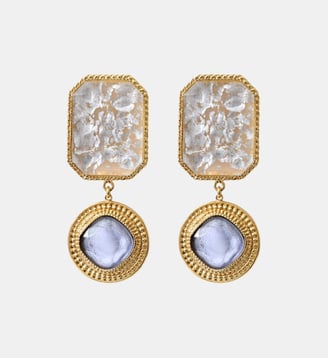 Boucles d'oreilles pendantes clips   - Louise - Satellite - Blanc