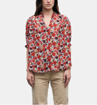 Blusa floral con volantes - LIV - Gerard Darel - Écru