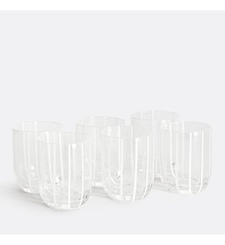 Lot de 6 verres à eau rayés blanc - La Redoute Interieurs - Transparent et blanc