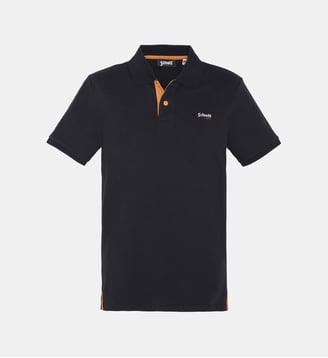 Polo droit Milton coton piqué stretch - Schott - Noir et orange