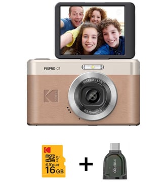 Appareil photo Compact Pixpro C1 Maron + Micro SD 16Go - Kodak - Marron