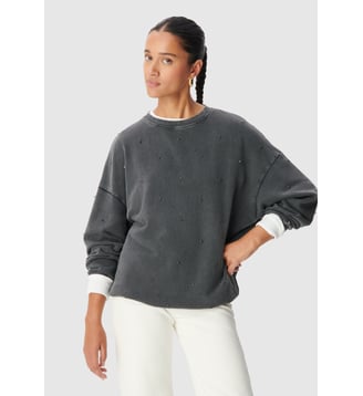 Sweat broderies strass - Ikks - Gris anthracite