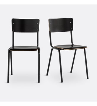 Lot de 2 chaises d'écolier empilables - La Redoute Interieurs - Noir