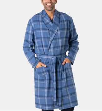 Robe de chambre  flanelle - Eminence - Bleu beige blanc
