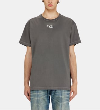 T-shirt en coton léger avec logo Ovale D métallisé - Diesel - Gris