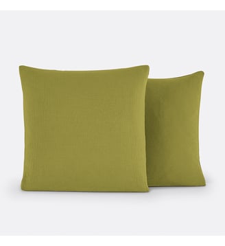 Taie d'oreiller enfant gaze/coton lavé - La Redoute Interieurs - Vert olive