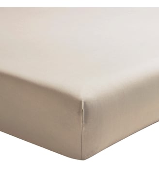 Drap housse uni en percale de coton, bonnet de 30cm, PREMIÈRE - Essix - Beige lin