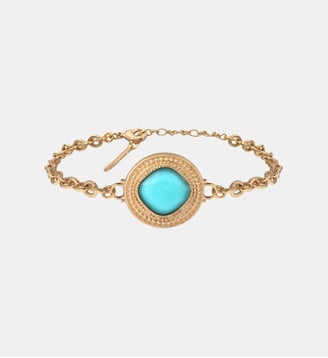 Bracelet souple cabochon facetté   - Louise - Satellite - Bleu