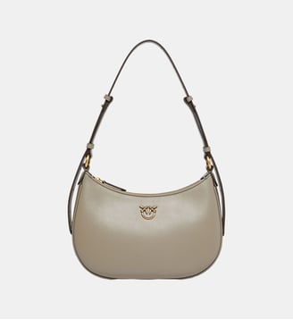 Petit sac à épaule love bag half moon simply - Pinko - Noyer et or antique