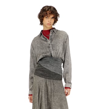 Chemise satinée avec section taille torsadée - Diesel - Gris foncé