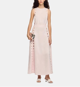 Robe longue à jacquard fleurs - Sandro - Rose