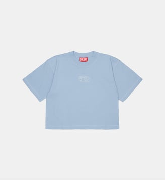 T-shirt avec logo Oval D - Diesel Kids - Bleu poussiéreux