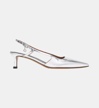 Escarpins à brides en cuir argenté - Maje - Argenté