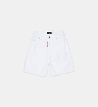 Shorts avec logo et détails effilochés - Dsquared2 - Blanc