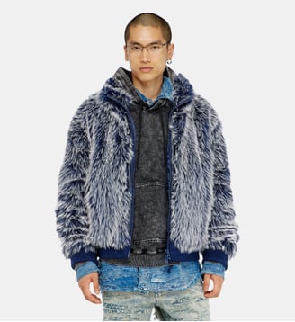 Veste d'hiver shaggy - Diesel - Bleu moyen