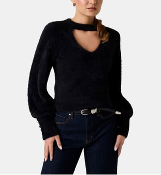 Pull à manches longues droit - Guess - Noir