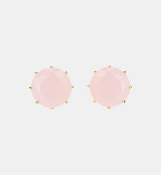 Boucles d'oreilles pierre ronde La Diamantine Rosa Centifolia - Les Néréides - Rose