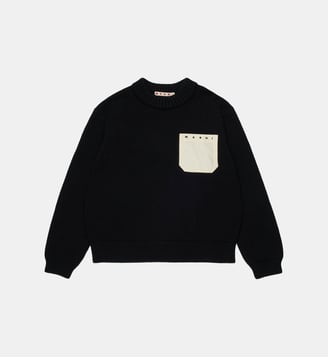 Pull col rond avec poche poitrine et logo - Marni - Noir