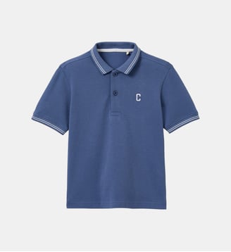 Polo en maille piquée  - Coton biologique - Cyrillus - Bleu