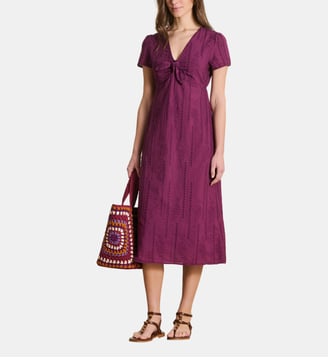Robe mi-longue en broderie anglaise - La Fée Maraboutée - Figue