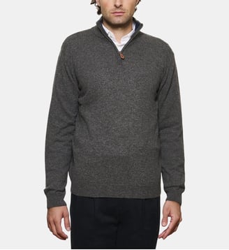 Pull anthracite à col zippé en cachemire - Atelier Privé - Gris