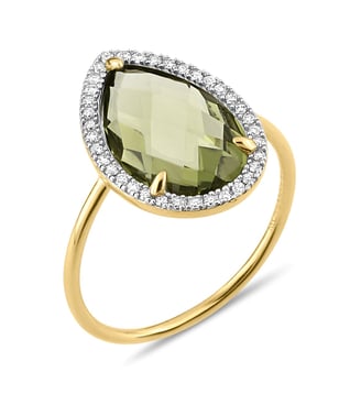 Bague, quartz olive, diamants, or jaune - Morganne Bello - Or jaune