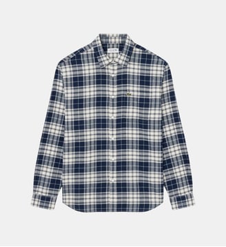 Chemise flanelle à carreaux regular fit - Lacoste - Beige, bleu marine et bleu clair