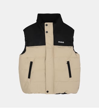 Veste en duvet sans manches - Hugo Kids - Beige et noir