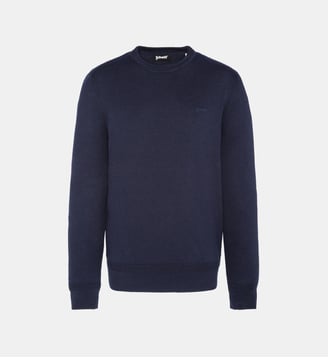 Pull col rond en maille fine - Schott - Bleu marine