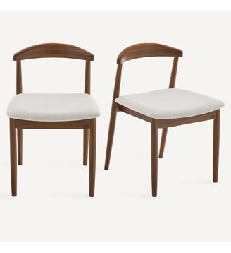 Lot de 2 chaises, en noyer massif et tissu - AM.PM - Noyer et craie