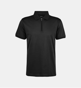 Polo avec fermeture éclair en coton regular Dimaz-Z - Digel - Noir