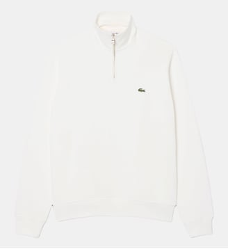 Sweatshirt zippé interlock col montant - Lacoste - Blanc