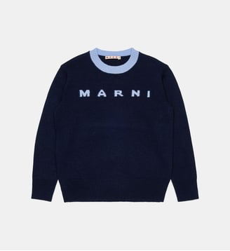Sweat-shirt col rond avec logo - Marni - Bleu foncé