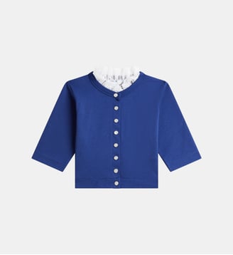 cardigan Dentelle en jersey de coton bleu - Agnès b. - Bleu kerguelen