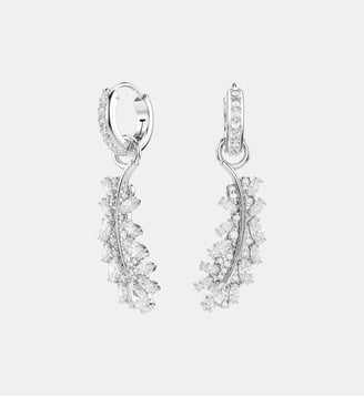 Boucles d'oreilles Vienna, Plume, Métal rhodié - Swarovski - White et rrhodium plated