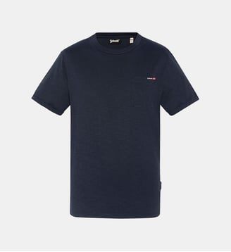 T-shirt droit avec poche poitrine en coton - Schott - Bleu marine