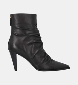 Bottines en cuir nappa avec talon haut et bout effilé - Pinko - Limousine noire