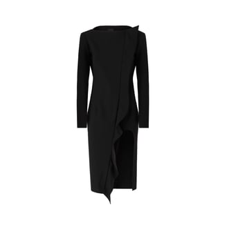 Robe fourreau mi-longue à volants et dos nu - Pinko - Limousine noire