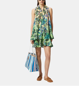 Robe polo sans manches à imprimé feuilles dégradé - Pinko - Multicolore