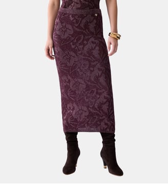 Jupe Midi en Dentelle Lamé - Liu Jo - Aubergine
