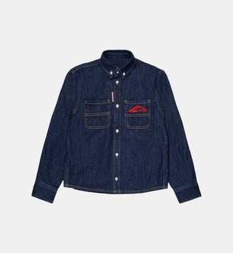 Chemise en denim bleu foncé avec logo ICON - Dsquared2 - Denim bleu