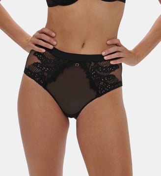 Culotte haute en résille et dentelle - Simone Pérèle - Noir
