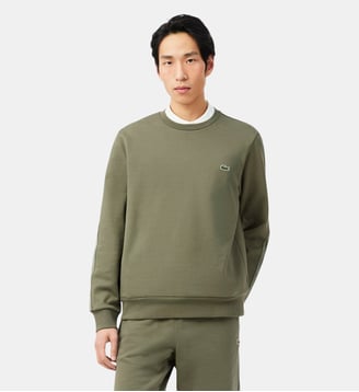 Sweatshirt molleton bande rayée - Lacoste - Vert kaki