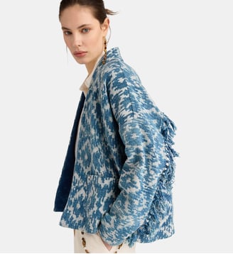 Veste ara en natte imprimé indigo - Momonì - Bleu