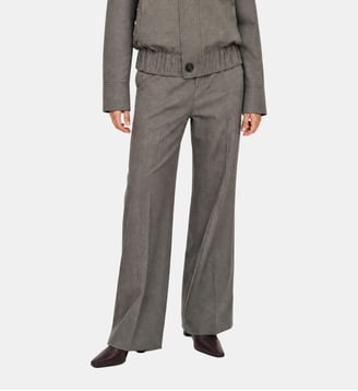 Pantalon large en laine mélangée beige The Kooples