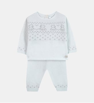Ensemble long -  laine ourson - Tartine Et Chocolat - Bleu ciel
