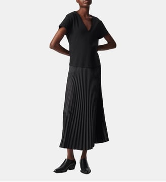 Robe longue bi-matière plissée - Ikks - Noir