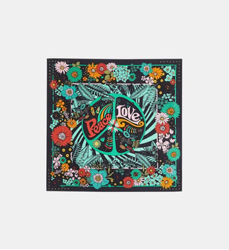 Petit foulard coloré effet soyeux en polyester recyclé PEACELOVE - Wild - Noir