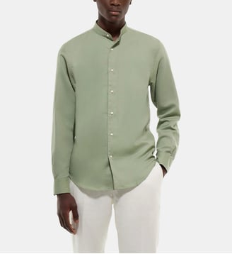 Chemise col grand-père en lin et coton - Fursac - Sauge