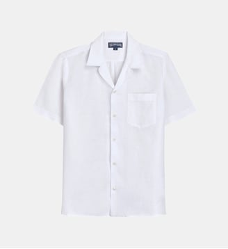 Chemise bowling en lin unie - Vilebrequin - Blanc